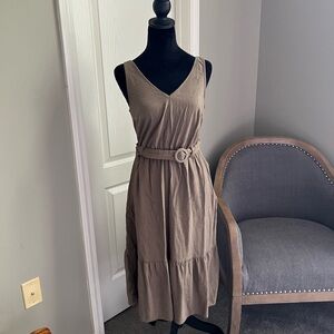 Nine West Size Medium M Green and Brown Midi Dress lot5658